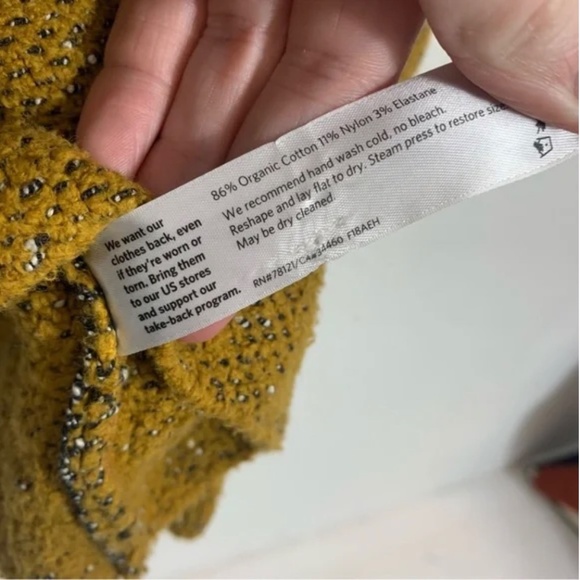 Eileen Fisher Tweedy Funnel-Neck Sweater Mustard Gold - Picture 5 of 7